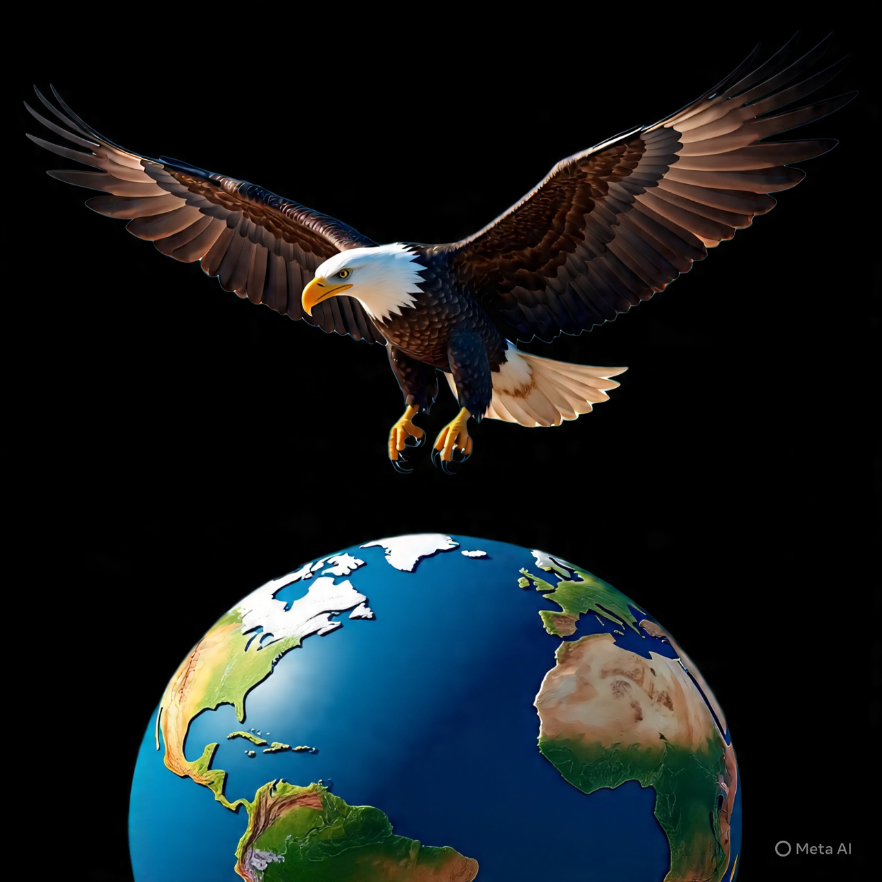 Eagle soaring with wings spread